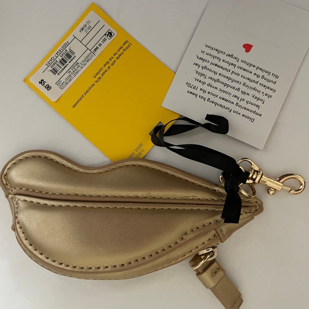 Diane von Furstenberg for Target Gold Lip Coin Purse Bag Charm NWT Ltd Ed #634